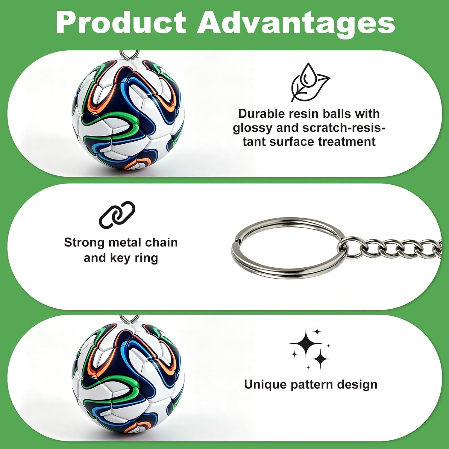Simulation Football Keychain, Sports Ball Pendant for Backpack Charm, Cool Soccer Accessories, Gift for Men and Fans
