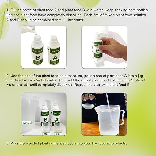 Miniatura 3 de Alimento hidropónico para plantas de 20.3 fl oz, alimento para plantas de interior A&B para sistema hidropónico y plantas de interior en maceta, kit