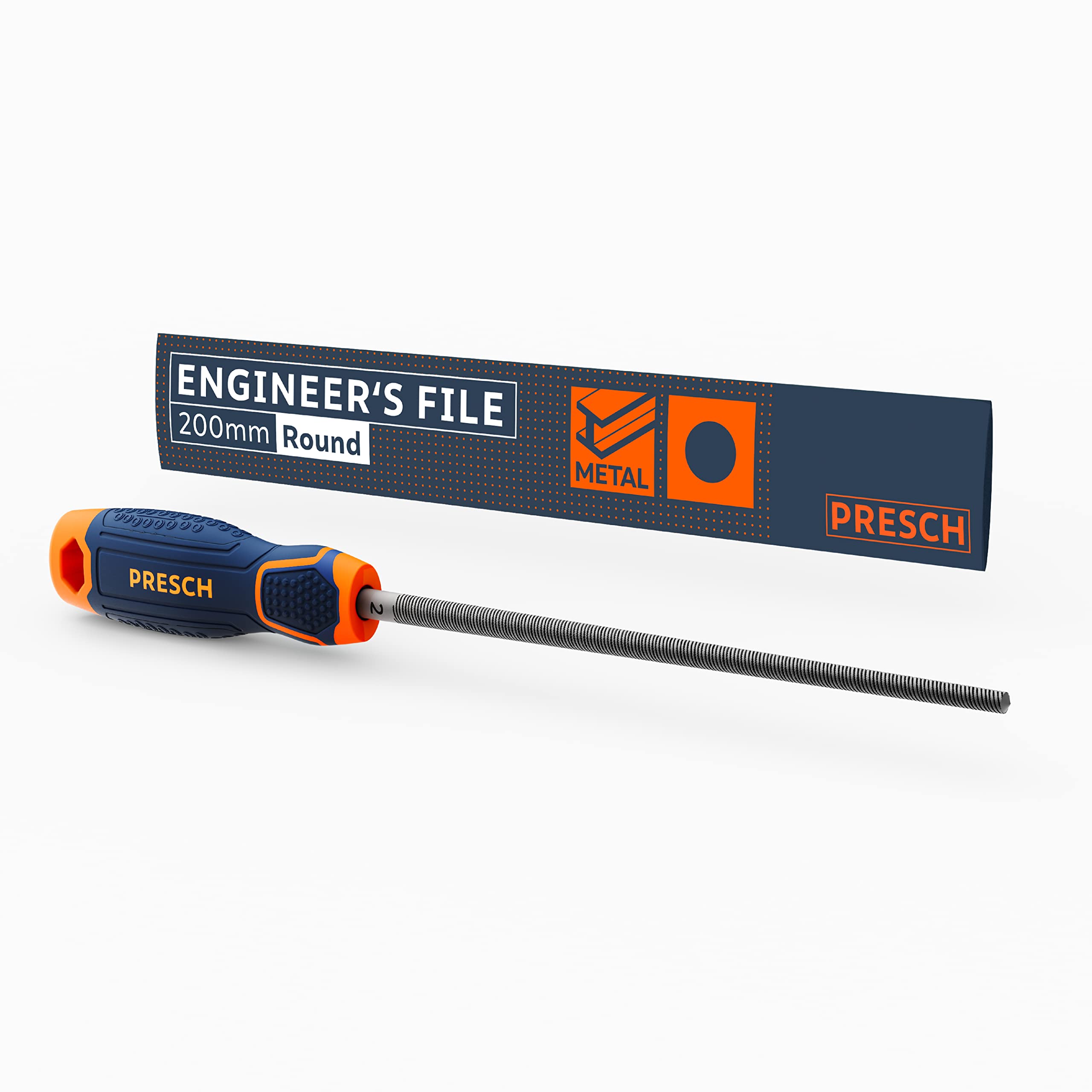 Presch File Round 200Mm - High Quality Circular Metal File For Filing Curves In Metal, Wood Or Plastic - For Professional Filing On Similar Materials