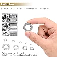 Vista 5 de 800 arandelas planas de acero inoxidable 304 de 9 tamaños, kit surtido de arandelas de guardabarros (M2-M12)