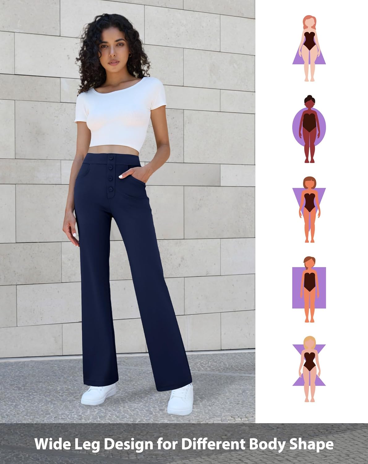 keriffe Womens Wide Leg Dress Casual Pants Pockets High Waist Button Stretchy Business Work Trousers Office Slacks - Image 8