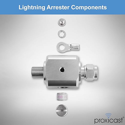 Miniatura 7 de Proxicast Supresor de pararrayos coaxial con conectores F machohembra de 75 ohmios, protector de sobretensiones de cable coaxial de grado