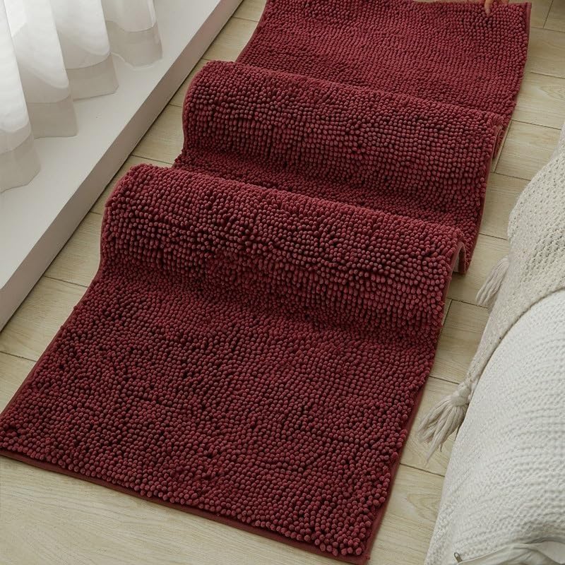 Tapis de bain antidérapant pour éviter les glissades, microfibre douce rouge 60x90