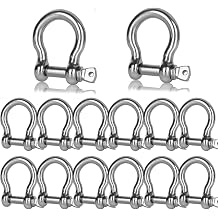 YOUNTHYE 14 PCS Clevis Shackle 5/16 Screw Shackle Stainless Steel M8 Chain Shackle Bow Shackle Clevis Heavy Duty Screw Pin Shackle for Anchor, Towing, Off Road Recovery