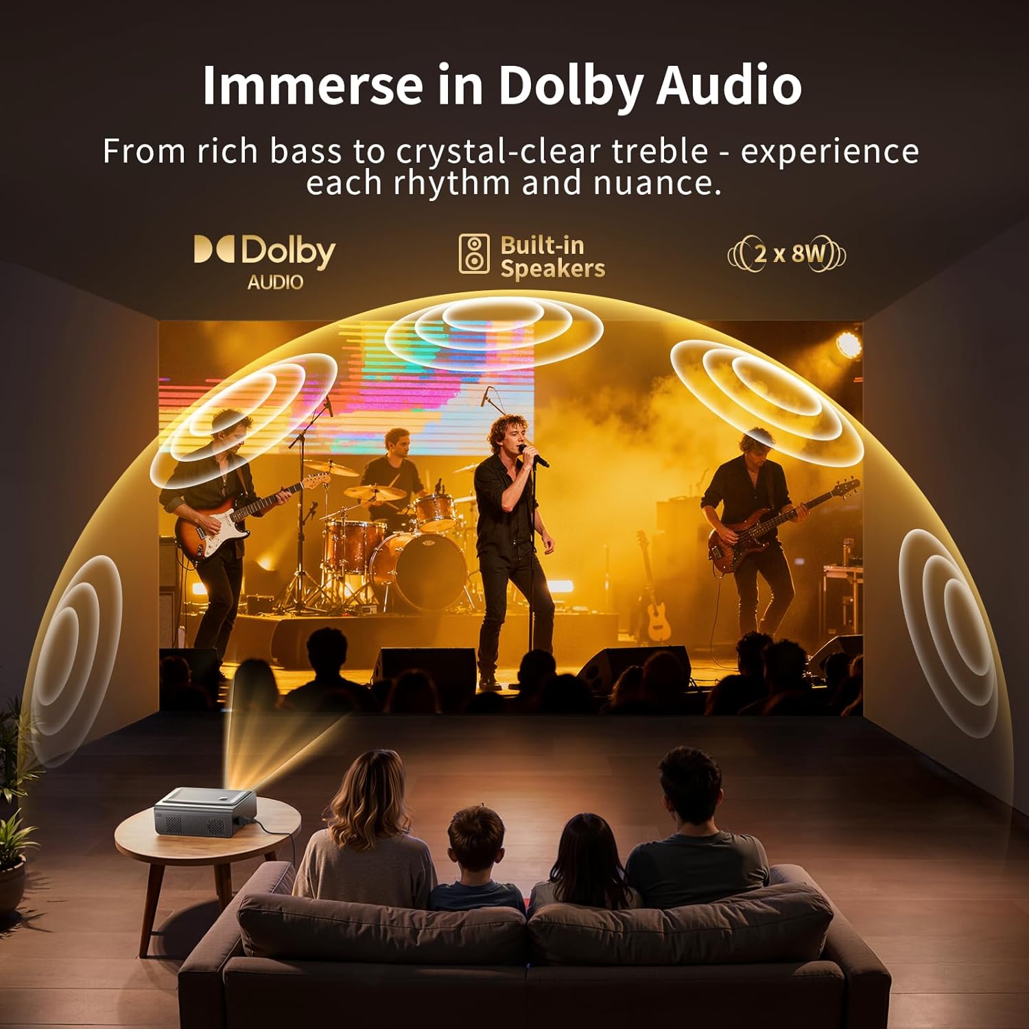 【Compatible with Netflix/High Brightness】Smart Projector with WiFi 6 and Bluetooth 5.3, 4K Outdoor Movie Projector with Auto Focus & Keystone, Dolby Audio, Portable Mini Proyector for Bedroom/Home