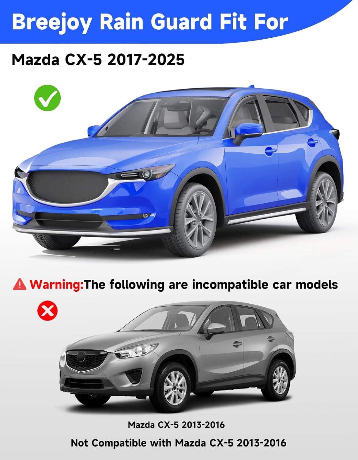 in-Channel Window Rain Guards Fit for Mazda CX5 CX-5 2017 2018 2019 2020 2021 2022 2023 2024 2025 2026, Rain Guards Visors Vent Visors Window Deflector Vent Shades Car Accessories -4 pcs