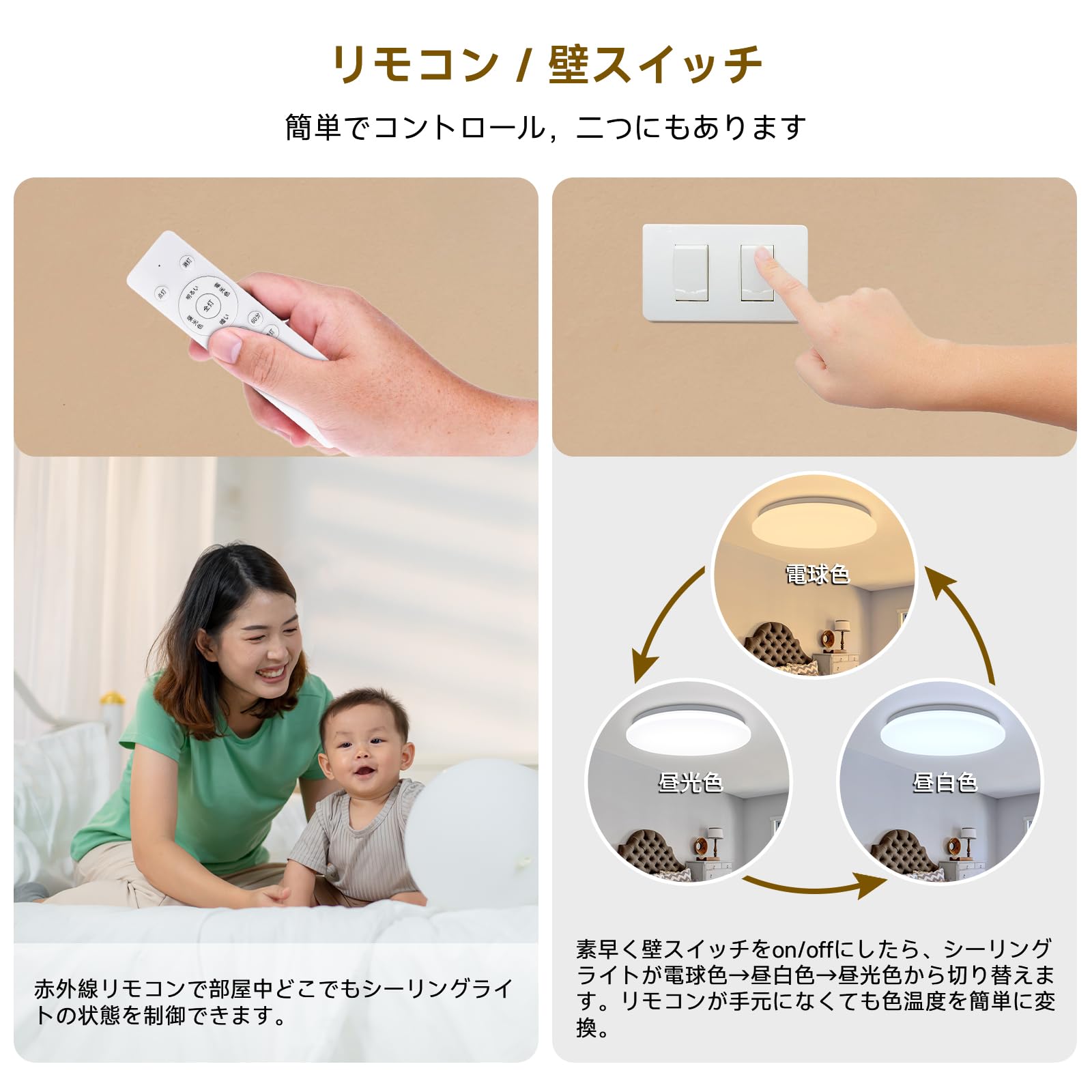 Amazon.co.jp : LEDシーリングライト 8畳 4800LM 天井照明器具