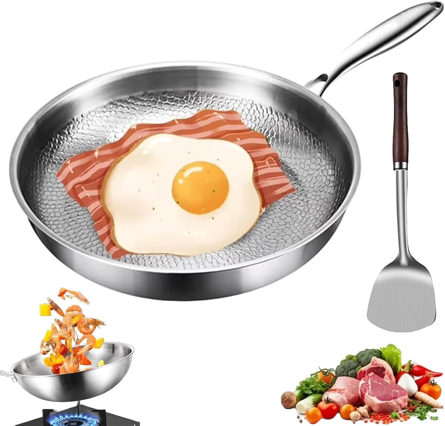 Titanium Pan, Titanium Pro Pan, Non-stick Without Coating Titaniums Pro Cookware, TItanium Hammered Frying Pan for All Stovetops (11.02 in / 28 cm (With Lid))
