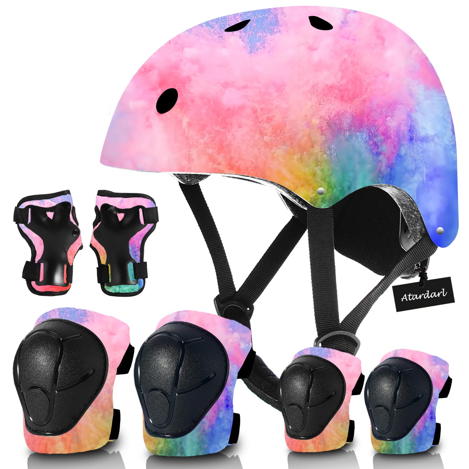 Casco de bicicleta ajustable para niños con rodilleras, almohadillas para codos, protección de muñeca, casco para niños de 3 a 5 a 8 a 14 años, ideal para patinaje, ciclismo, ciclismo, patinaje, para