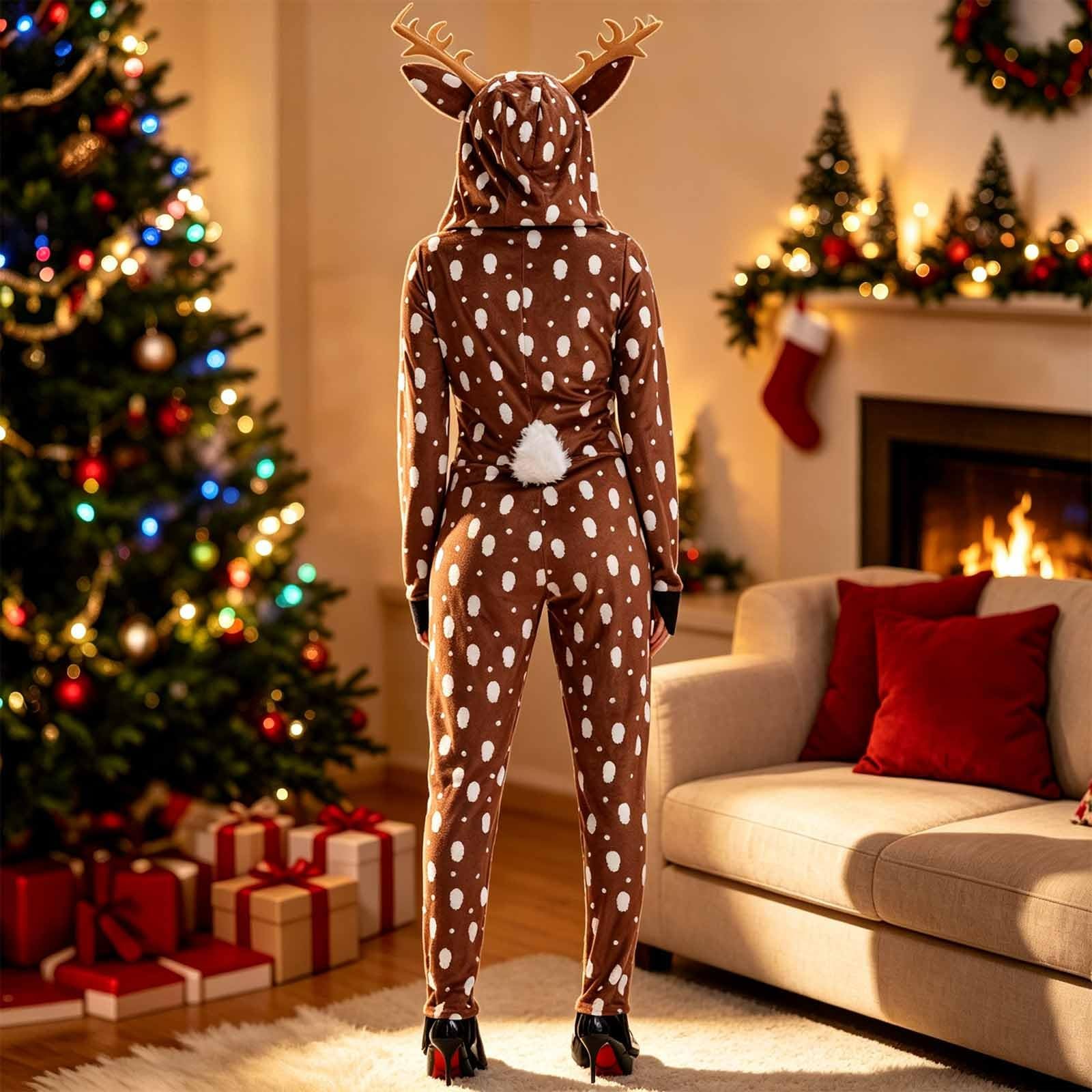 Costume Natale Da Renna Bambini Bambina Bambino Cervo Alce Tuta Natalizia Con Cappuccio Para Natale Capodanno Carnevale Di Cosplay Mascherata Carnevale Festa A Tema Per Famiglie