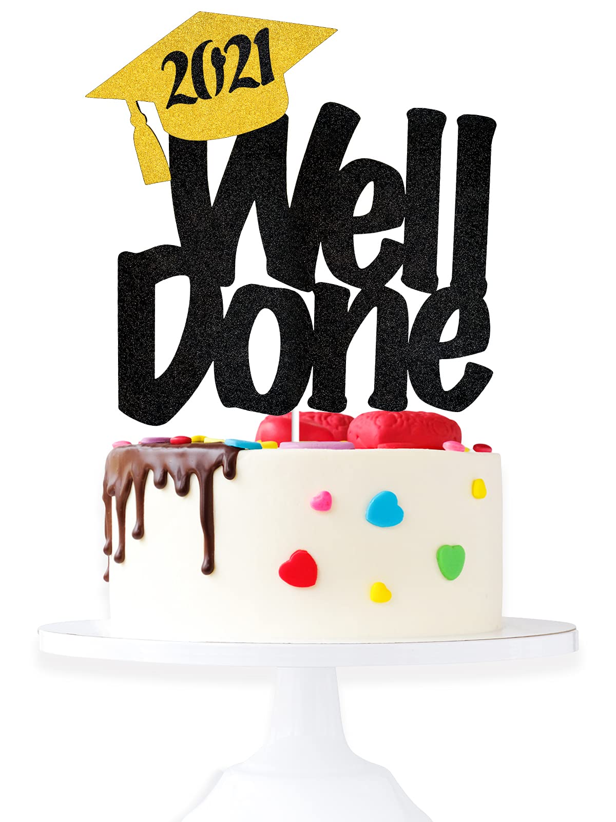 Buy Well Done 2021 Graduation Cake Topper Class Of 2021 Black Glitter