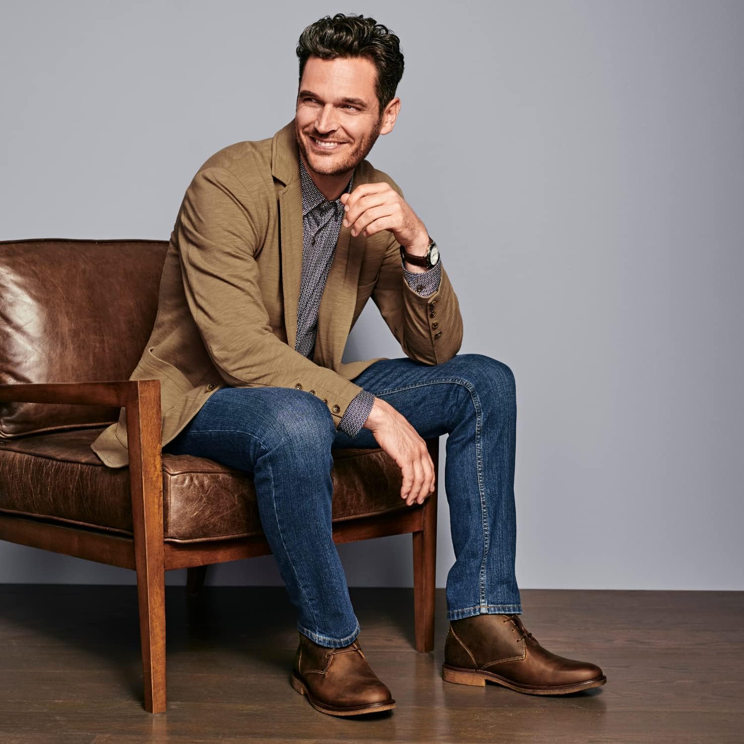 Miniatura 5 de Johnston & Murphy Copeland Chukka - Botas casuales para hombre, diseño clásico, suela de goma crepé, amortiguación de espuma viscoelástica,