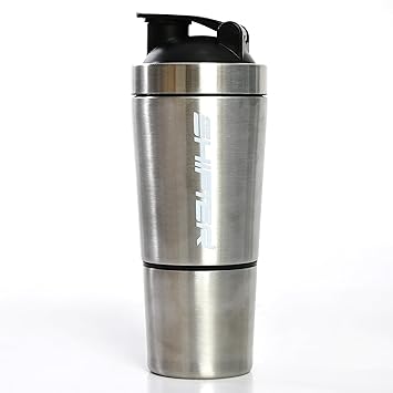 SHIFTER GYM SHAKER STEEL WITH CONTAINER 750 ml Shaker (Pack of 1, Silver, Steel)