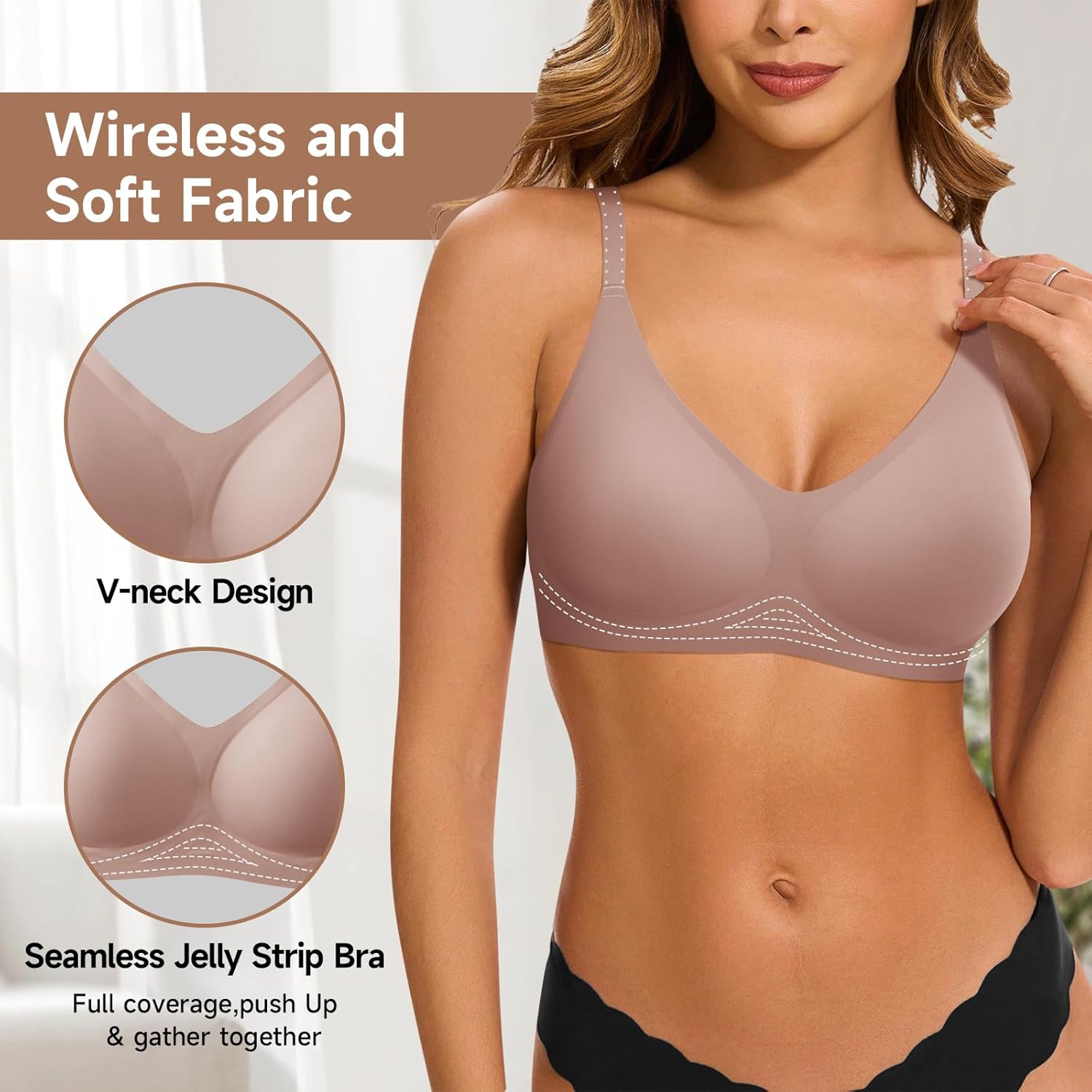 Womens Jelly Bras Wireless Bra Seamless T-Shirt Bras Full Coverage No Underwire Everyday Comfortable Lift Bralette - Image 2