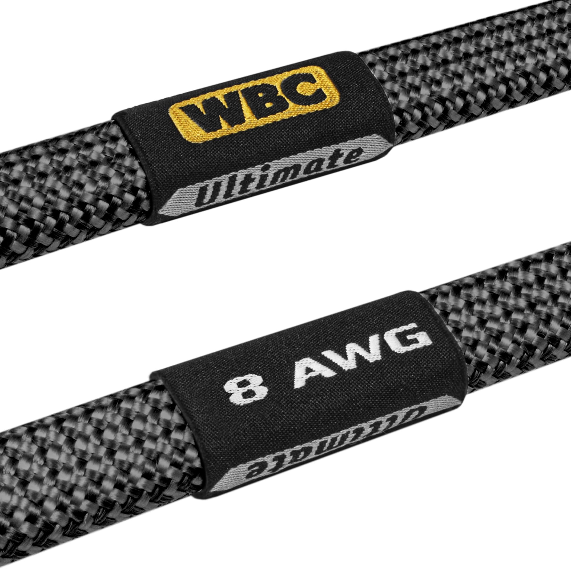 WORLDS BEST CABLES Coppia di cavi per altoparlanti HiFi audiophile di alta qualità, 8 AWG, in OFC ultra puro, con connettori a banana Eminence Gold e rivestimento in tweed al carbonio