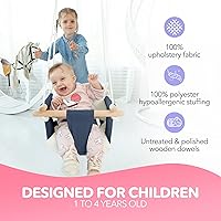 Vista 2 de CaTeam - Columpio de lona para bebé, silla colgante de madera con cinturón de seguridad, silla de columpio para bebé duradera, columpio