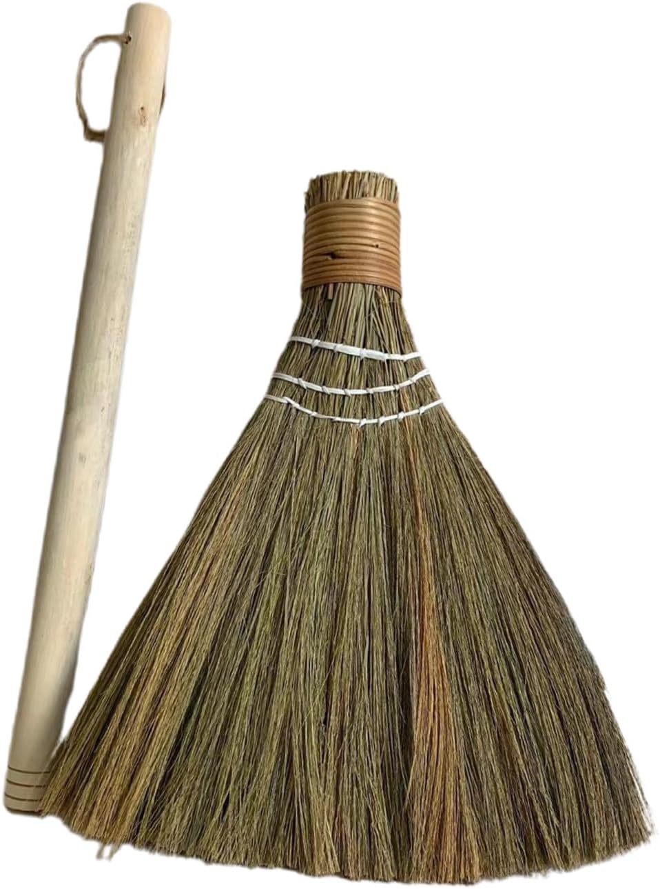 Handmade Woven Detachable Broom 74cm Small Hand Broom Rustic Farmhouse Cleaning Tool for Home and Kitchen Sweeping