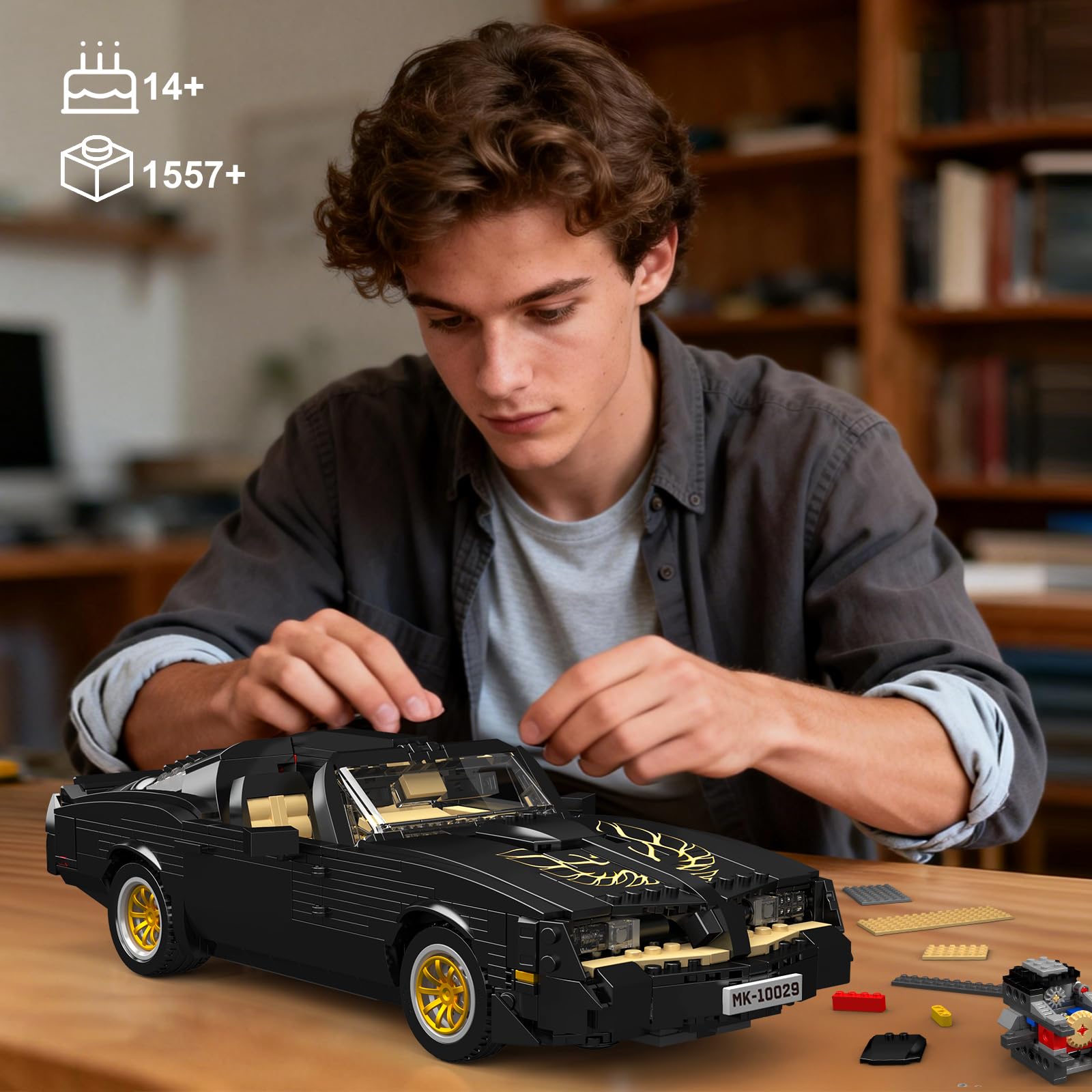 Mould King 10029 Technik Sportwagen Modell Klemmbausteine Bausteine Kit, 1157+ Stücke Kreatives Oldtimer Auto Modell, MOC Rennwagen Bausteine Kit für Jugendliche 14+/Erwachsene/Fahrzeug Sammler