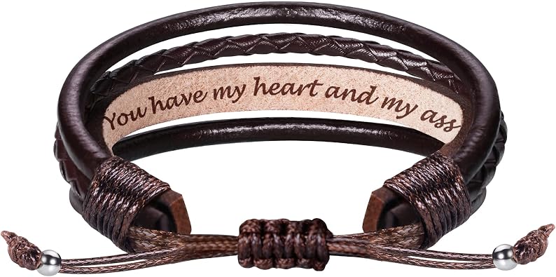 Btysun Father s Day Gift Ideas, Graduation Gifts for Men Him Teen Stocking Stuffers Mens Leather Bracelet Boyfriend Son Adjustable Brown Mens Jewelry with Inspirational Message