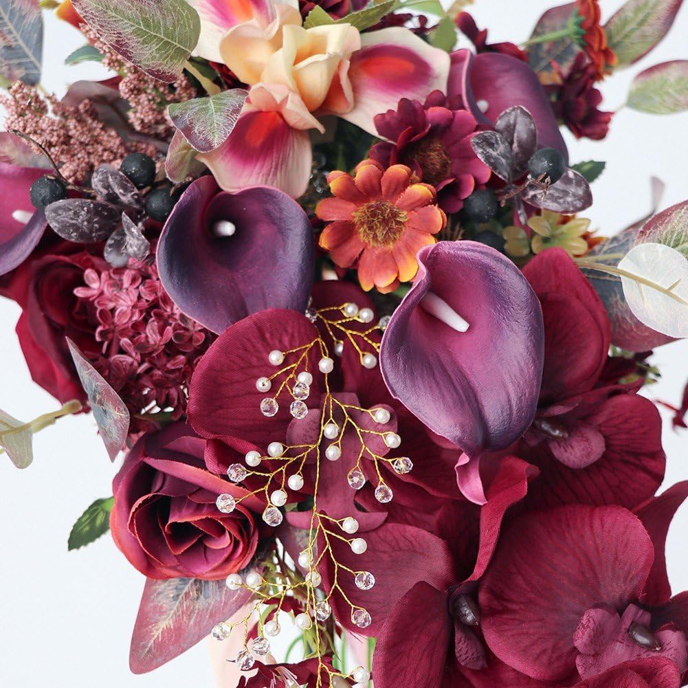 Brautstrauß, Künstliche Rosen Für Die Braut, Künstlicher Blumenstrauß Für Die Brautjungfern, Kaskadenförmiger Wurfstrauß Für Rustikale -zeremonien Und Jubiläumsfeiern