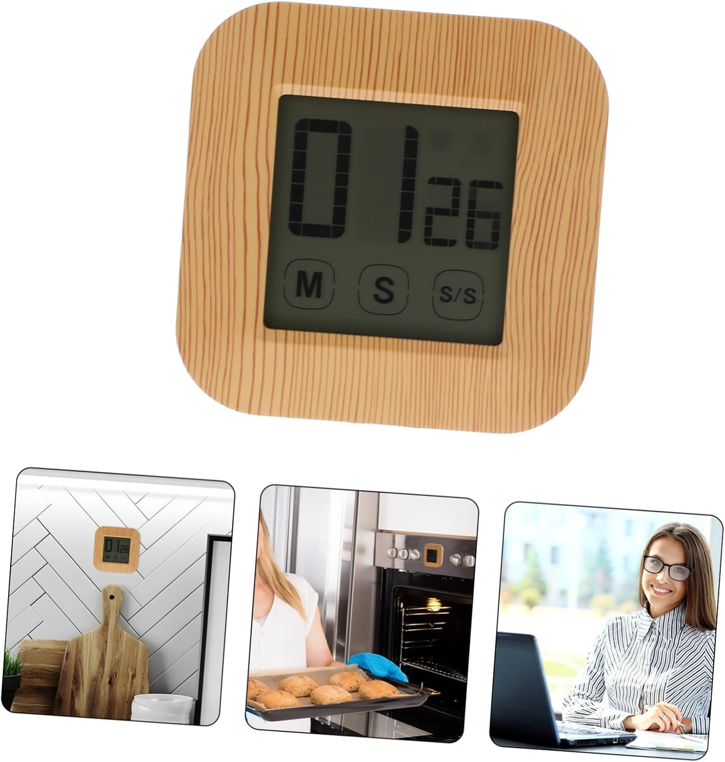 Cabilock 3pcs Digital Kitchen Timer Retro Style Magnetic Countdown Timer No Battery Cooking Reminder for Baking Cooking