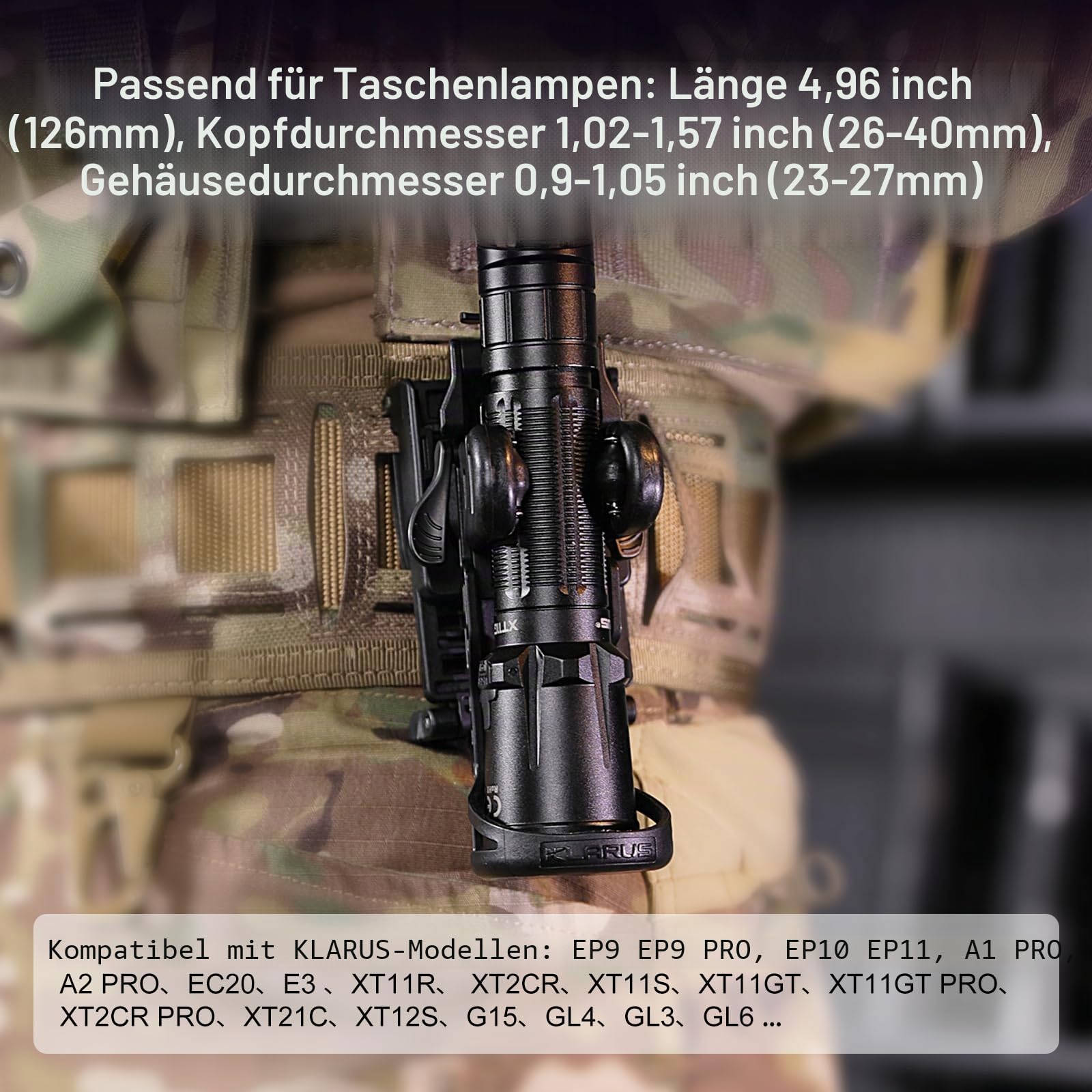 KLARUS AH3 Taschenlampenholster, Taktische Gürteltasche für Polizei, Sicherheitsdienste, Techniker und Outdoor-Fans