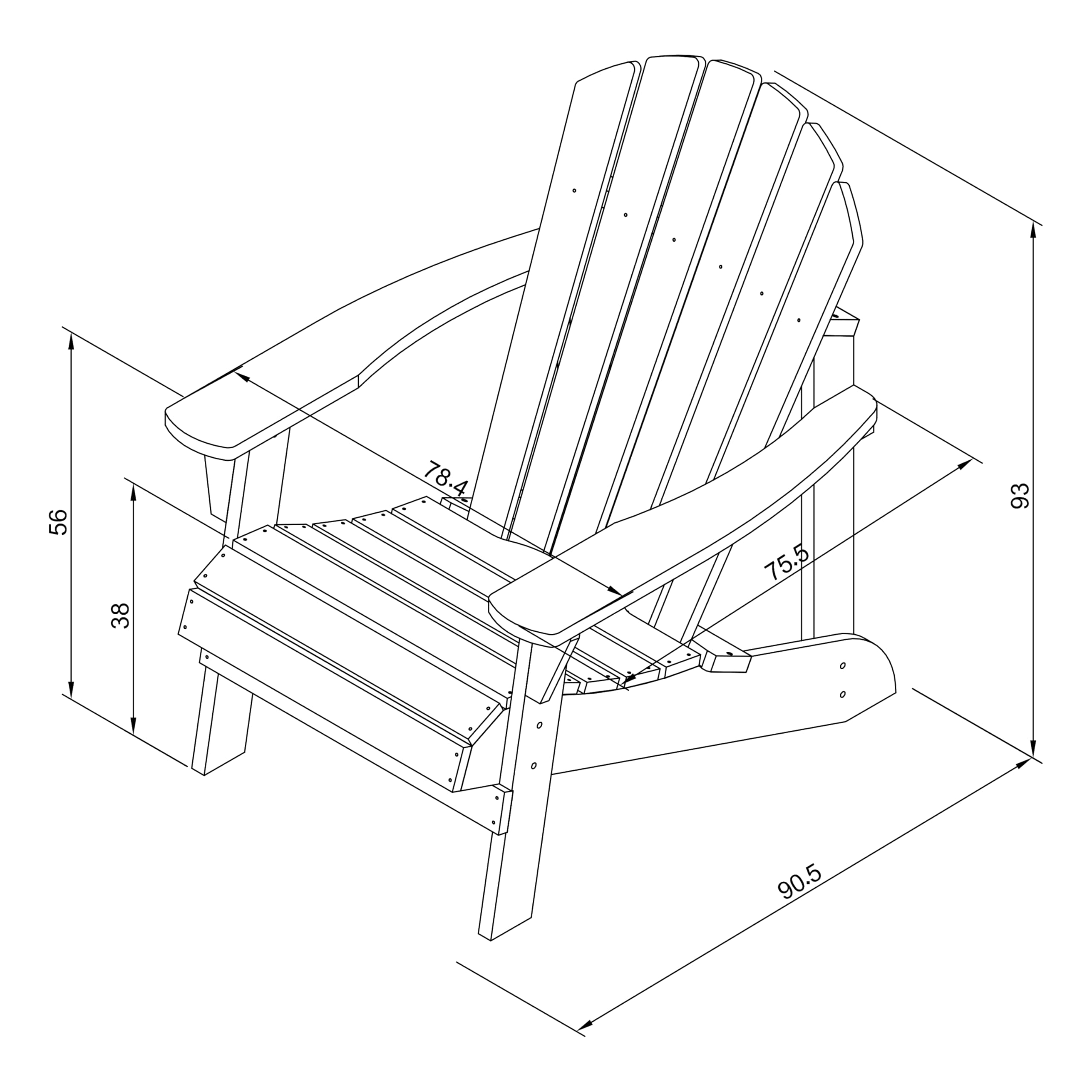 AXI Carmen Silla Adirondack, Silla Jardin Madera, Gris| Silla Jardin, Silla Terraza 1 Persona/Silla Exterior | Sillon Terraza Respaldo Alto 90 x 78 x 93 cm 14 kg.