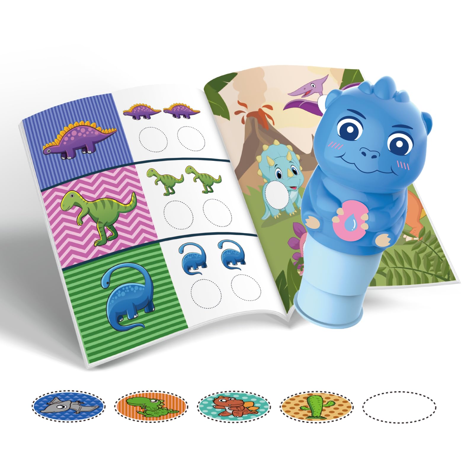 KAPOOSY Pad and Sticker Stamper, 300 Stickers, Arts and Crafts Fidget Toy Collectible Character, Creative Play Travel Toy for Girls and Boys 3+