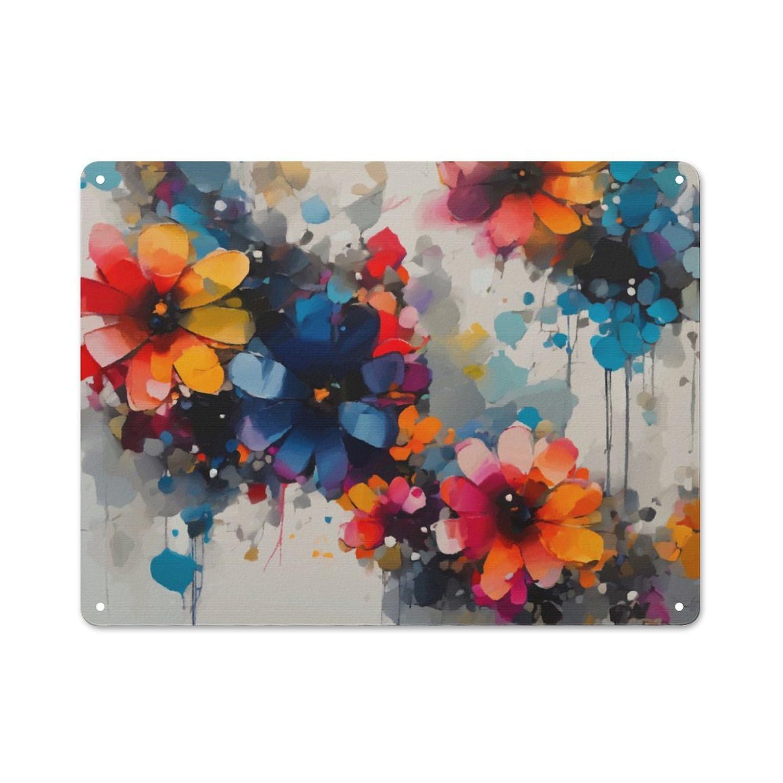 Junmoney Style-18 Colorful Vibrant Flowes Vintage Metal Wall Decor 30X40cm, Vintage Metal Sign For Hallway, Home Bar, Garage Or Study