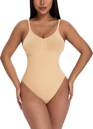 GXXGE Shapewear Thong Bodysuit Women Tummy Control SeamlessSculpting Body Shaper Waist Trainer Tank Top