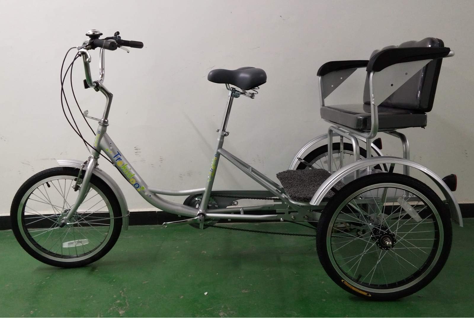 ADULT TRICYCLE TO CARRY TWO KIDS ON THE BACK - CHILD SEAT WITH SAFTEY HARNESS (SILVER)