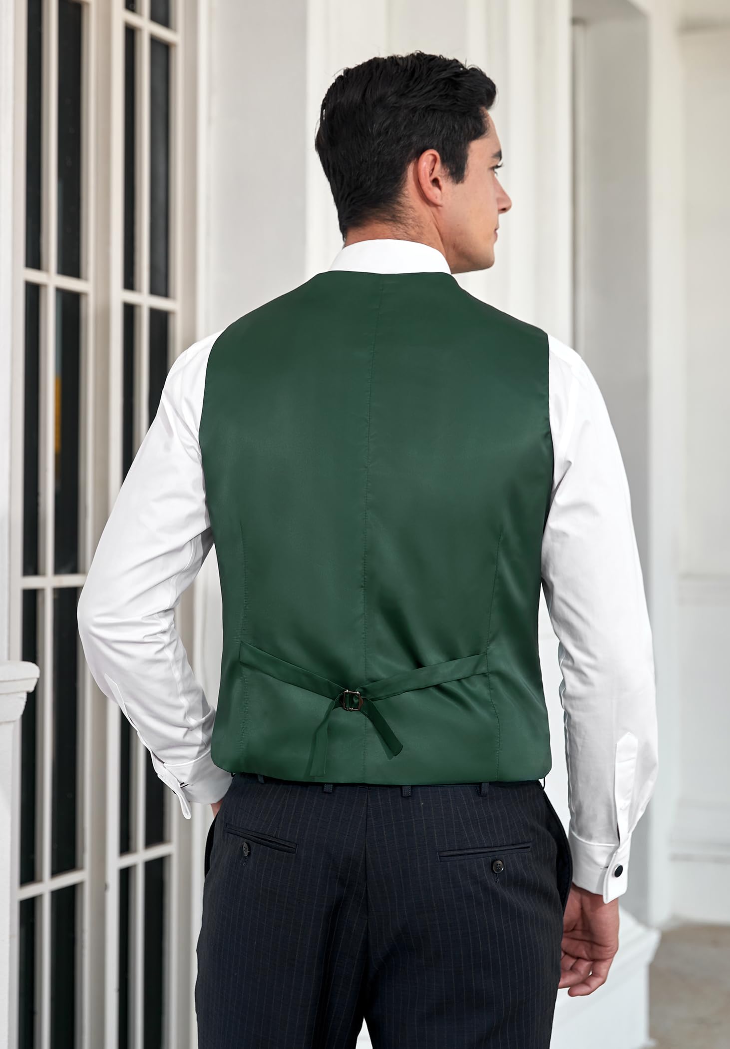 HISDERN Anzugweste für Herren Elegant Hochzeit Weste Klassische Einfarbig Casual Businessweste Formelle Smoking Anzugwesten mit Taschen