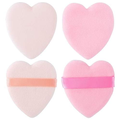 HINZIC 10 unidades de polvo rosa para polvo facial en forma de corazón soplo de maquillaje lavable reutilizable suave terciopelo soplo esponja de