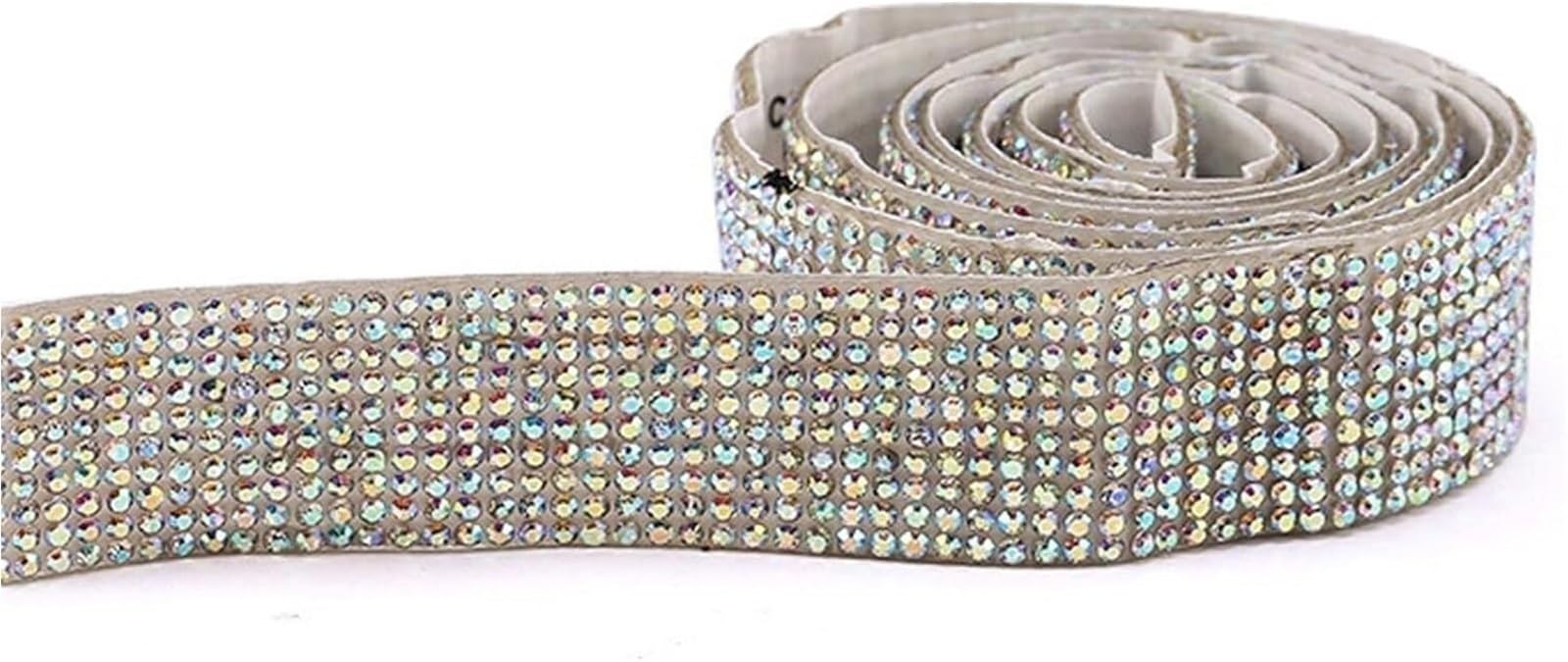 Glitter Tape, DIY Self Adhesive Rhinestone Tape Decorative Crystal Ribbon Diamond Multicolor 1.4cm 2.7cm(Colour,2.7cm)
