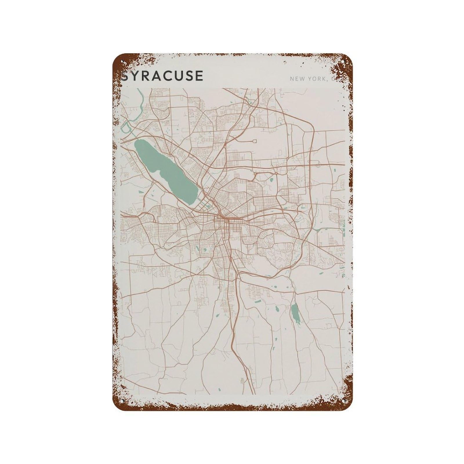 xiaoxiaoshen Syracuse Map New York Travel Gift Scandi Wall Decor Art Metal Tin Poster Modern Home Decor Art Home Bar Shop Decorations Vintage Sign 30x20cm