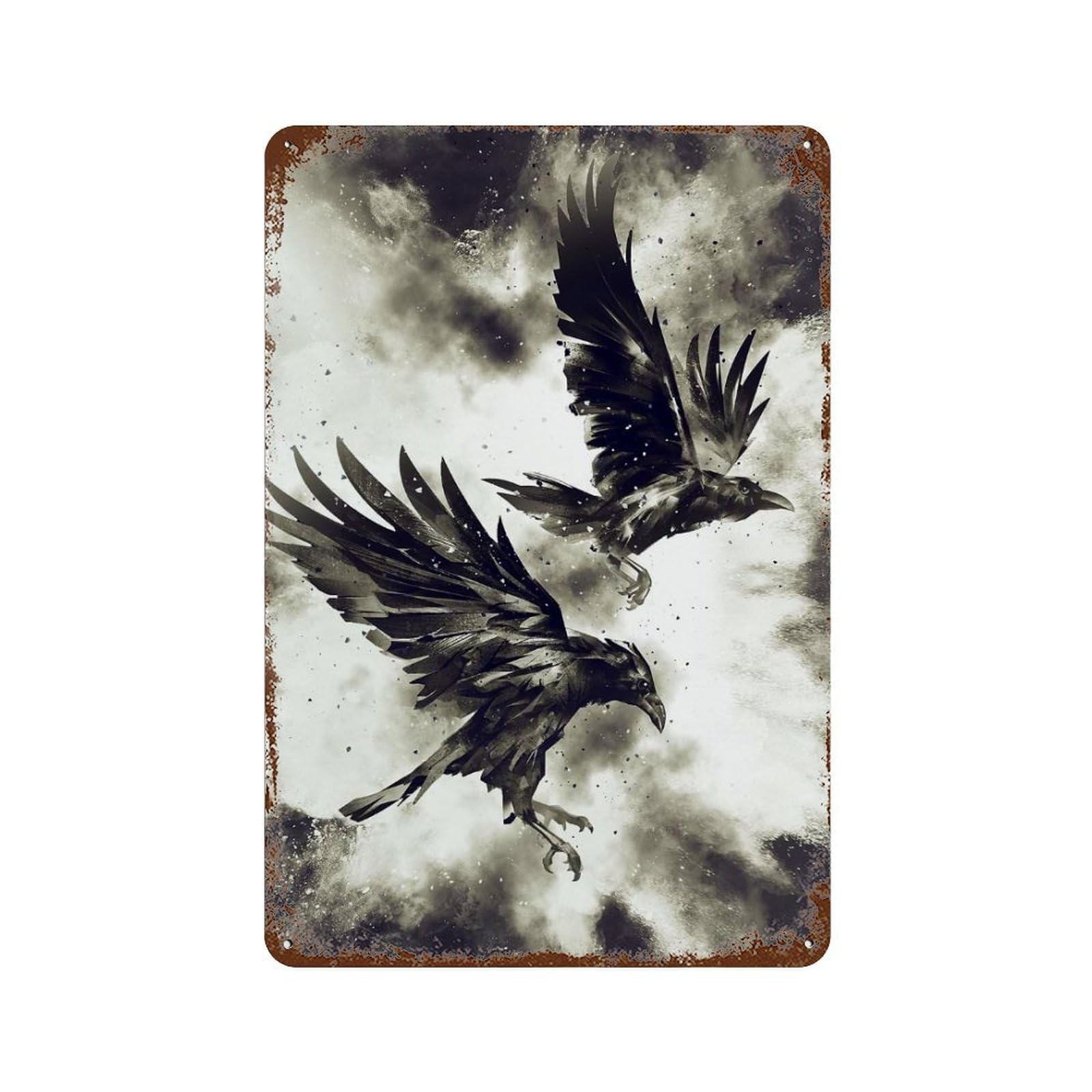 Ravens Rust Effect Tin Sign 11.8"x7.9", Vintage Wall Decor for Pub, Kitchen And Man Cave Decor