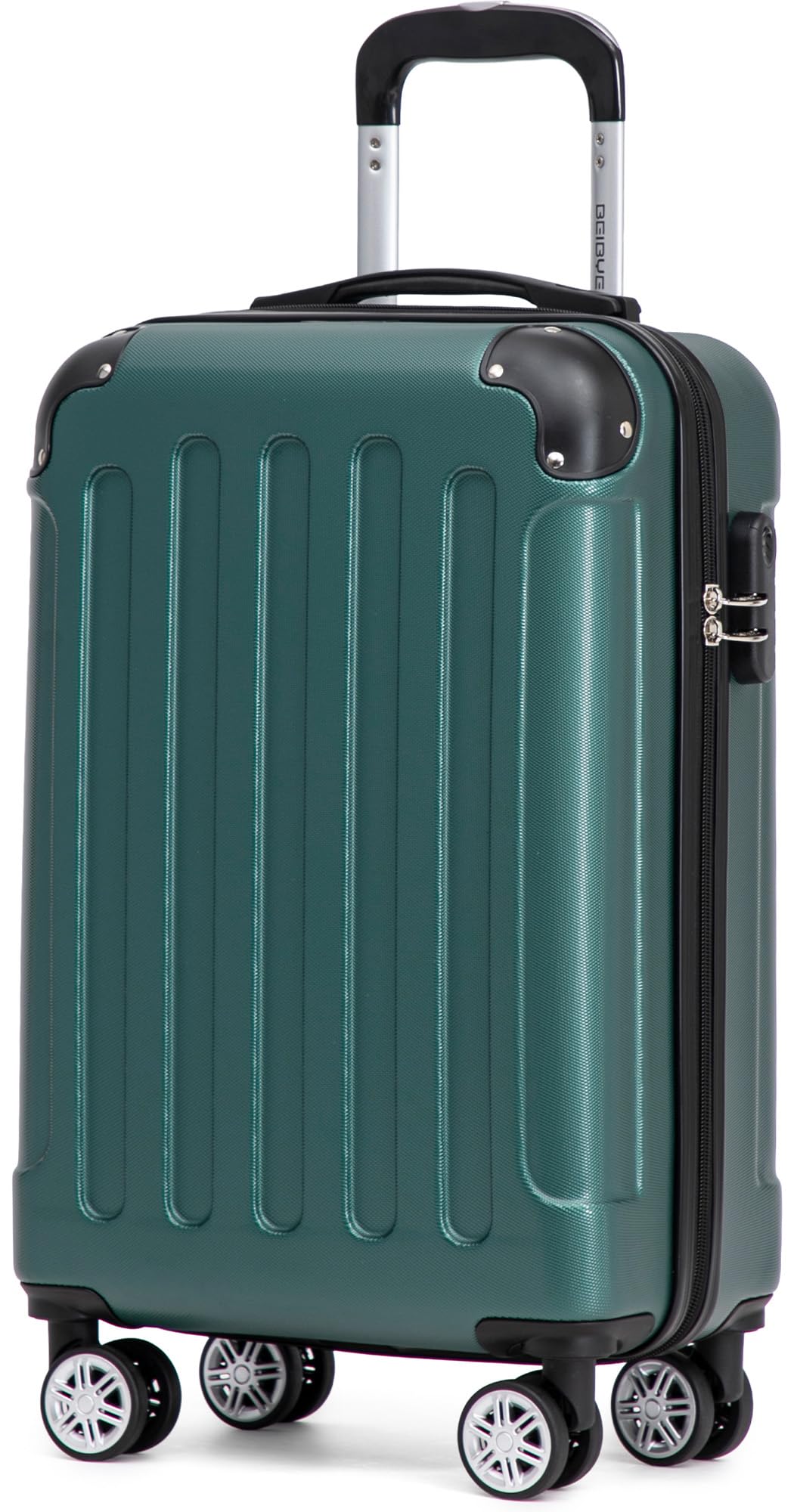 BEIBYE Handgepäck Koffer M 55 cm – Kabinenkoffer aus ABS, leicht, 360° Doppelrollen, Reisekoffer für Kurzreisen, Dunkelgruen