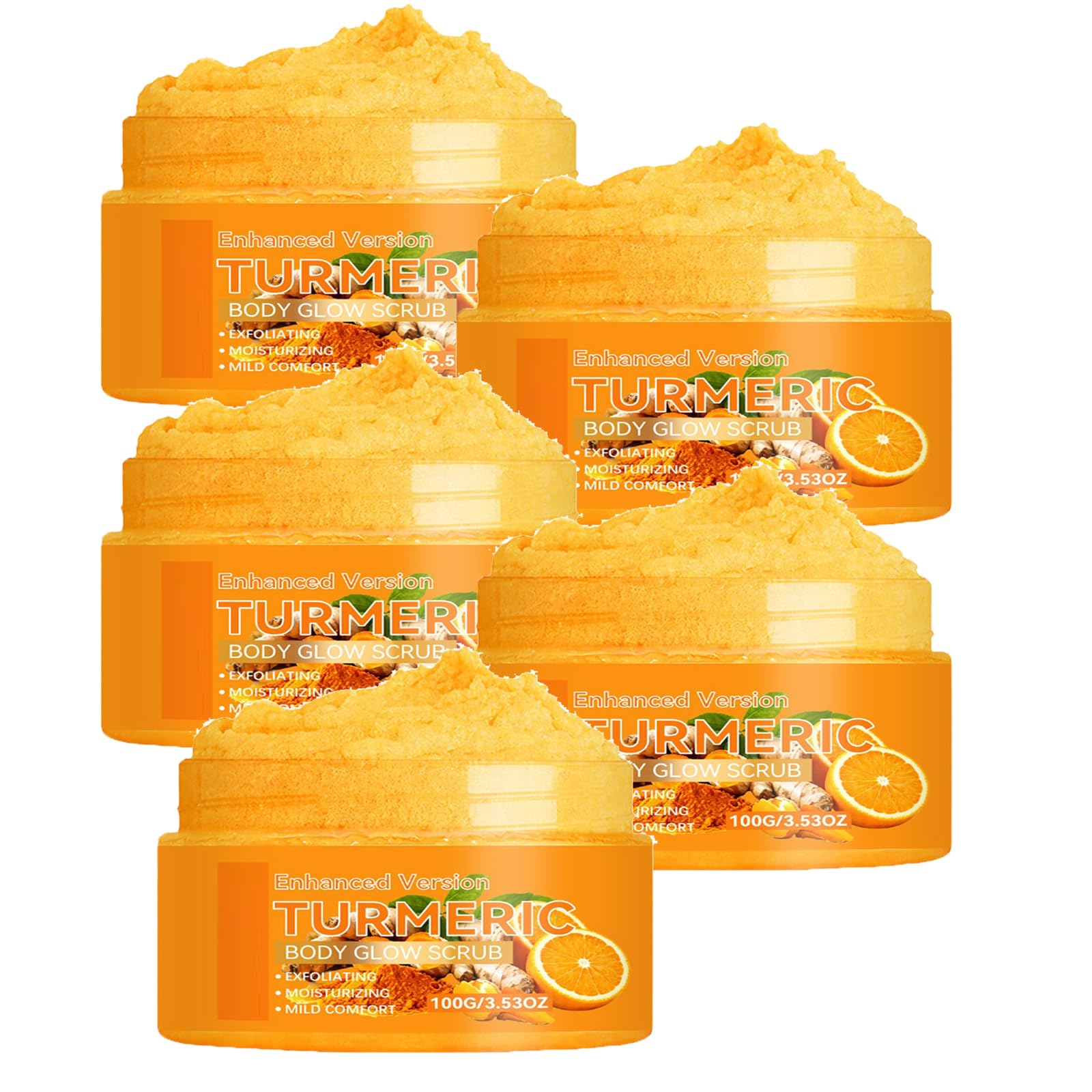 Scrub alla curcuma per il corpo, esfoliante alla curcuma per una carnagione luminosa, alla vitamina C, per una pelle luminosa (5 pezzi)
