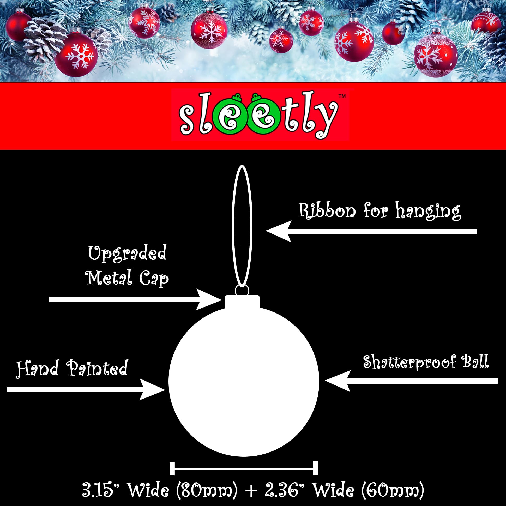 SLEETLY 32pk Christmas Baubles for Tree Holiday Xmas Decorations Shatterproof Plastic Inch Glitter Bauble Ornaments - Image 4