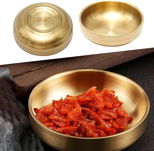 Miniatura 6 de 4 platos grandes de acero inoxidable para salsa de 4.7 pulgadas, platos de doble cubierta, platos de acero inoxidable 304 de 4.3 onzas para aceite,