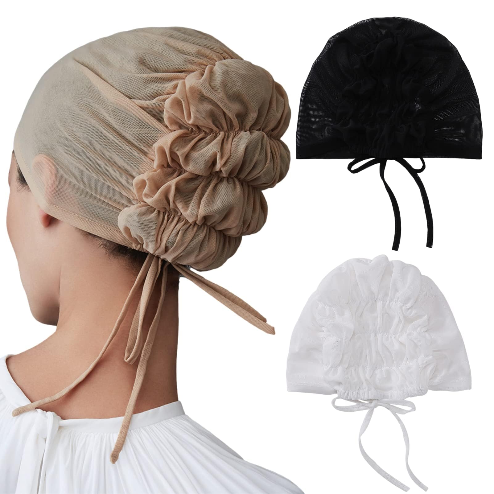 Sponsored Ad – Excefore Chemo Headwear Turbans 3 Pcs Adjustable Under Scarf for Women Hijab Cap with Drawstring Headwrap Hat