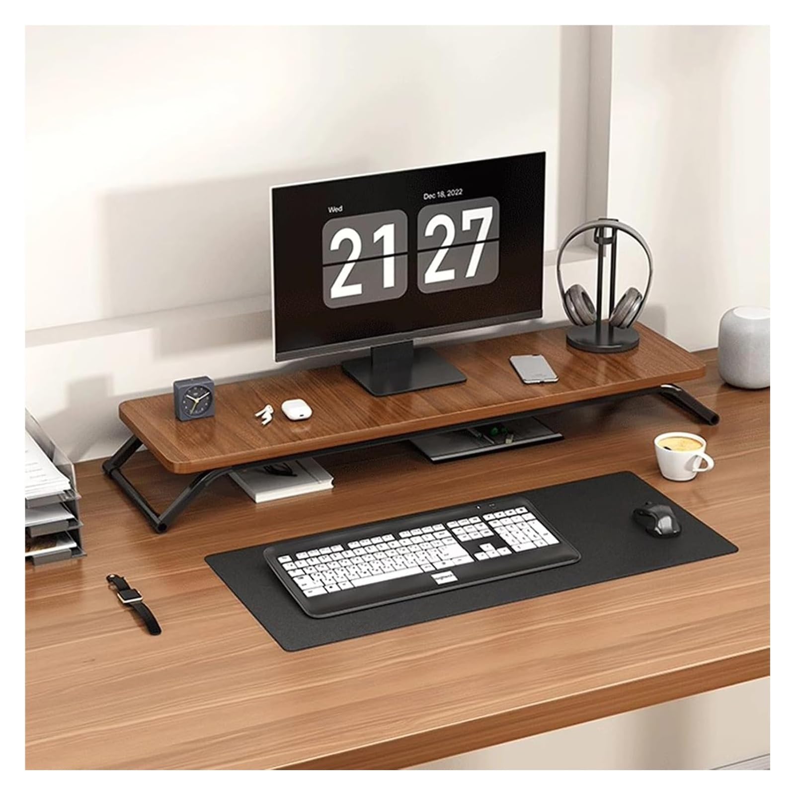 Wood Monitor Stand Riser， Monitor Stand Riser Desk Organizer 50cm/80cm