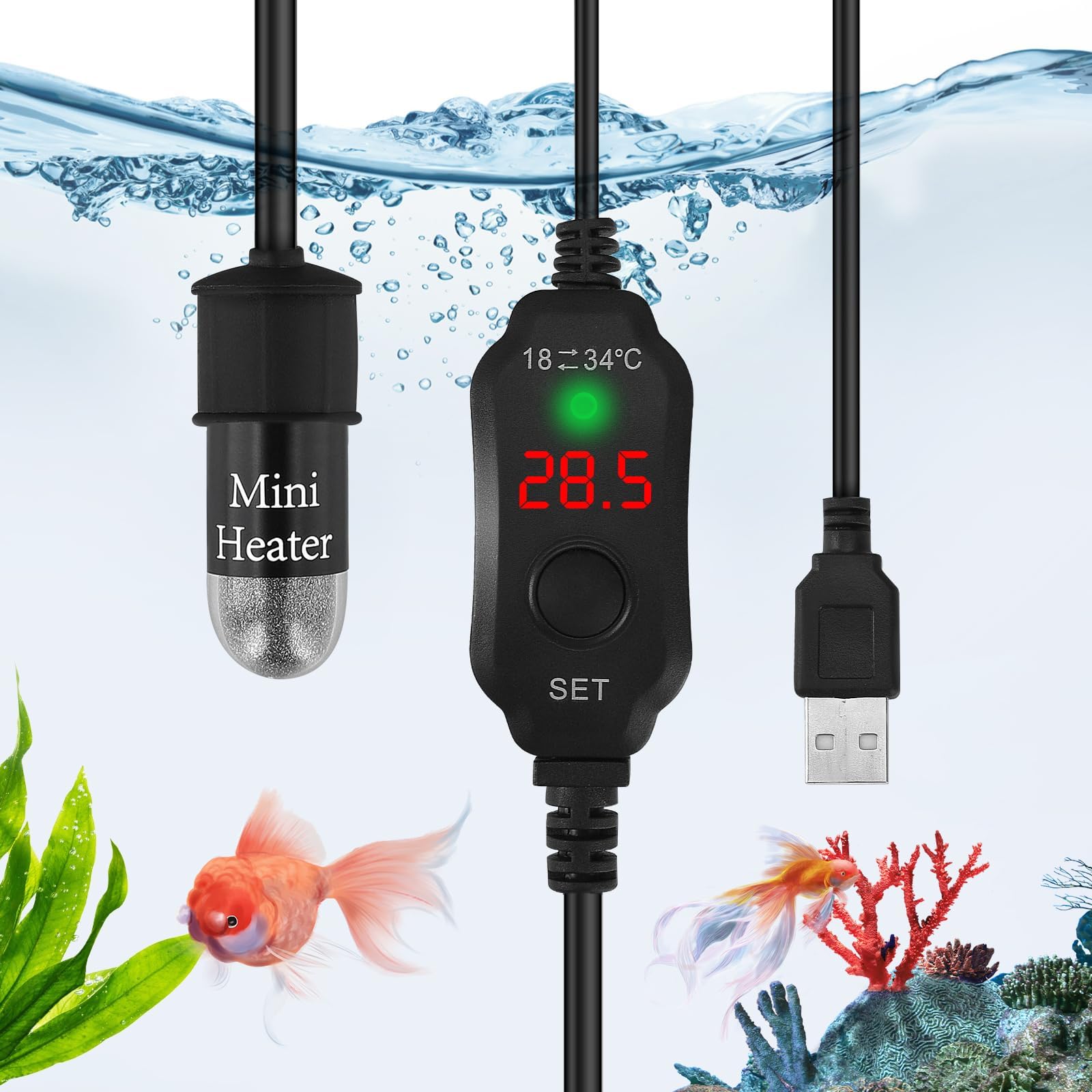 Interpet Delta mini-verwarming voor nano-aquaria, 15 watt, voor aquaria tot 25 liter
