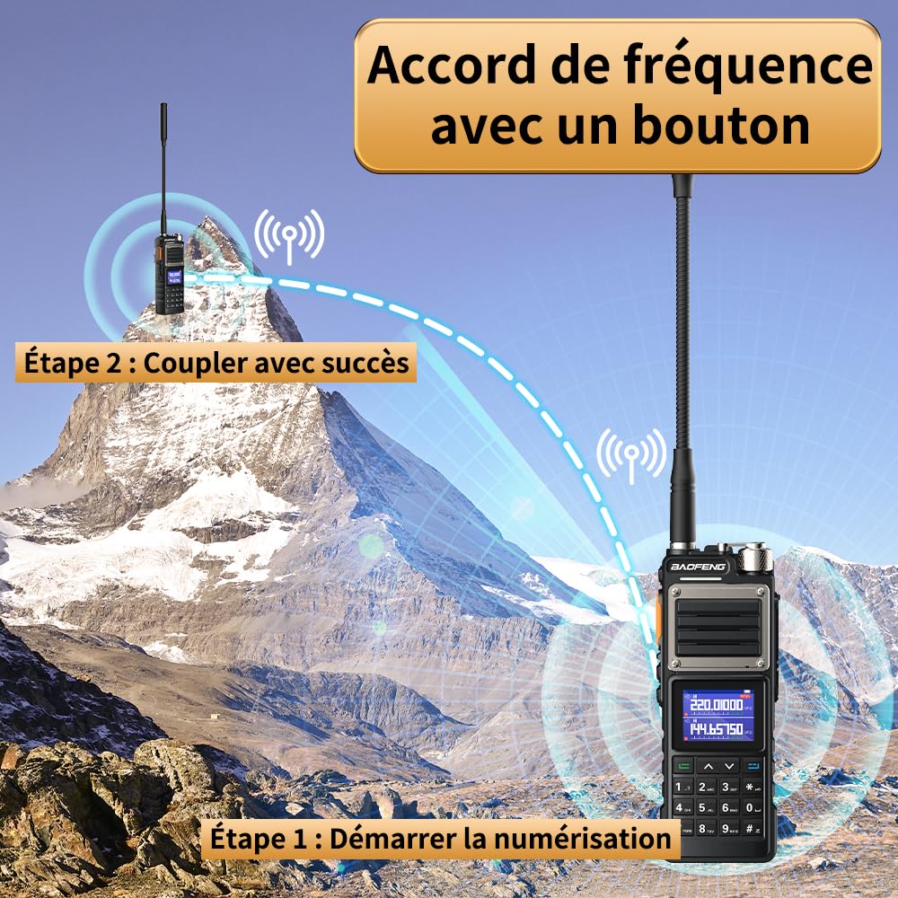 BAOFENG Talkie Walkie Double Bande UHF/VHF Radio Amateur Longue portée jusqu'à 9W avec Batterie 5200mAh 999 canaux CTCSS/DCS Radio FM VOX DTMF Talkie-walkie pour Adultes - UV25M