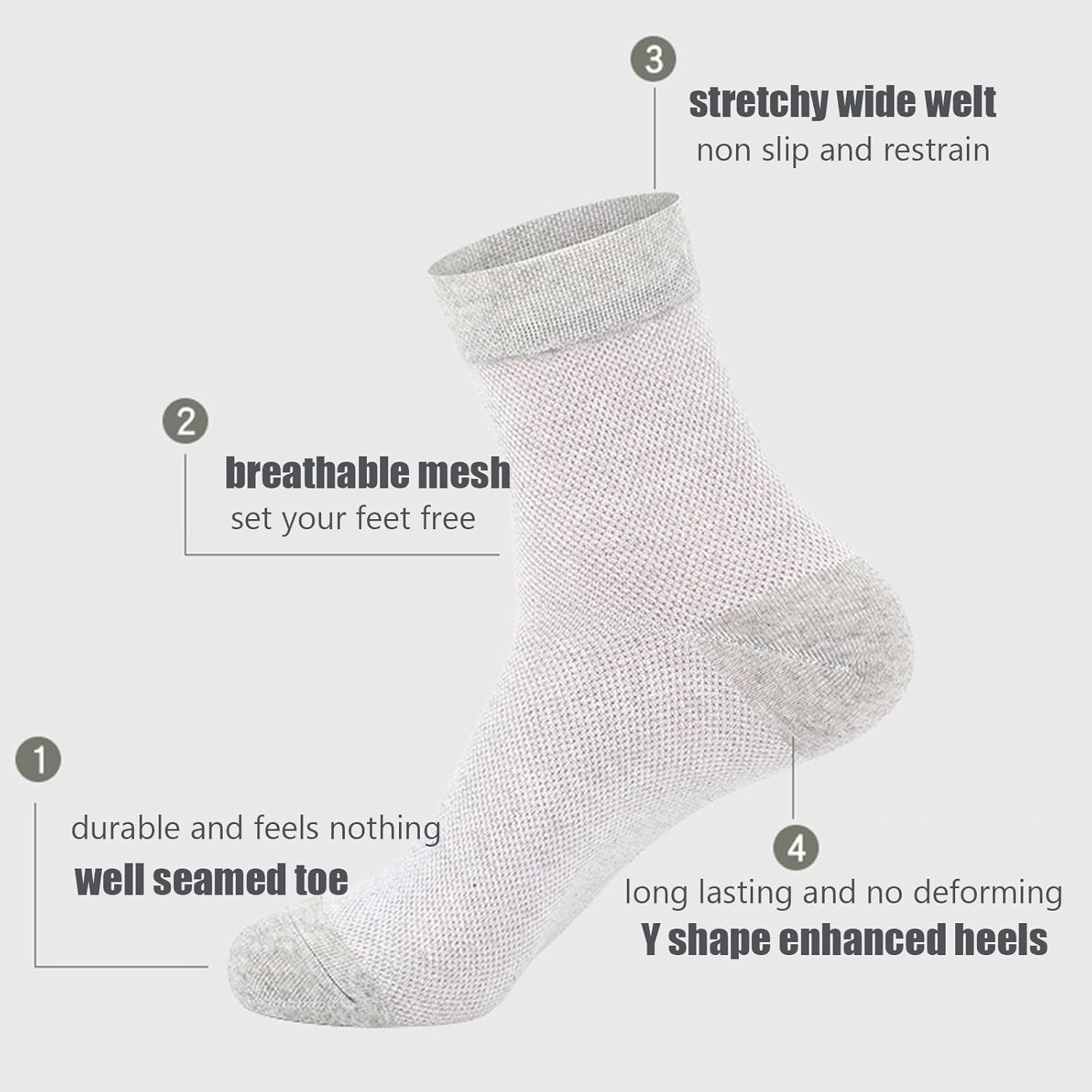 6 Pack Men Dress Socks, Cotton Mesh Ventilating Ankle Length,Thin Breathable Summer Business Footwear for Men - Image 5
