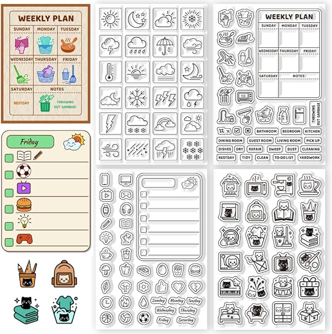 CHGCRAFT 4 Blatt 4 Stil Tägliche Wetter Symbole Klare Stempel Zeitplan Tabelle Silikon Stempel Siegel für DIY Scrapbooking und Kartenherstellung Papier Handwerk Dekor 16×11 cm CHGCRAFT 4 Blatt 4 Stil Tägliche Wetter Symbole Klare Stempel Zeitplan Tabelle Silikon Stempel Siegel für DIY Scrapbooking und Kartenherstellung Papier Handwerk Dekor 16×11 cm