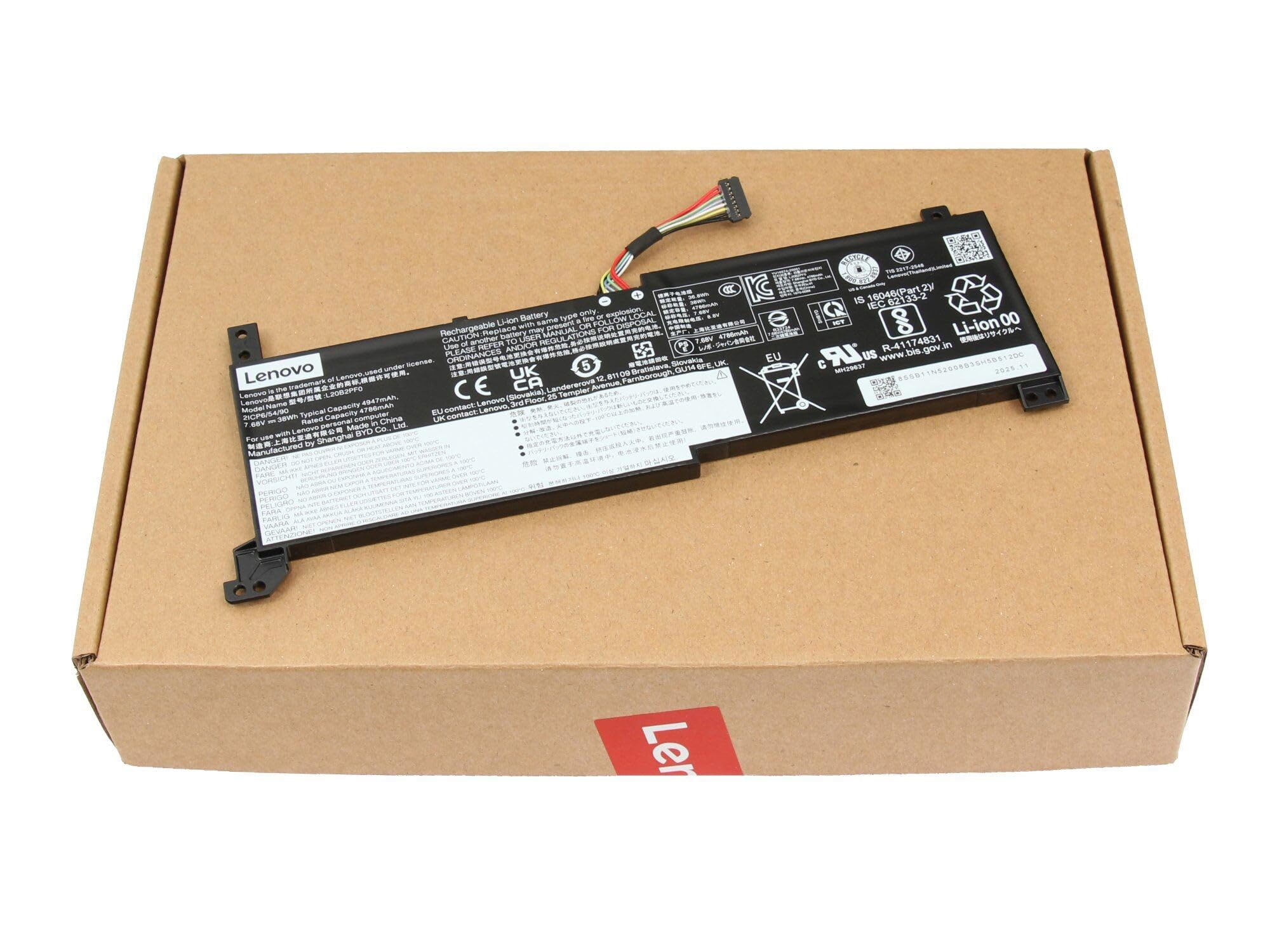 Lenovo L20L2PF0 Original Batterie 38Wh (2 cellules 7.68V)