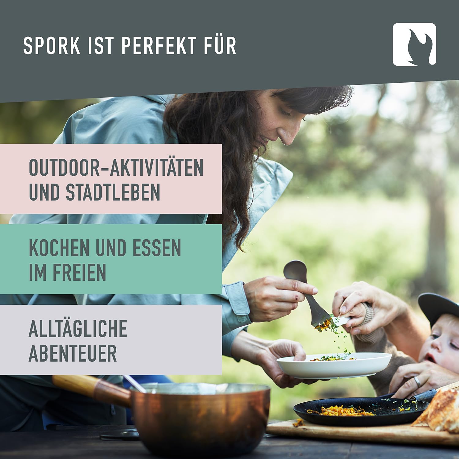 Light My Fire Göffel Titan Spork, ultraleichtes Titan Besteck, 3-in-1 Campingbesteck mit Löffel Gabel Messer, Outdoor Besteck für unterwegs, Löffel To Go - Robustes Reisebesteck aus Schweden