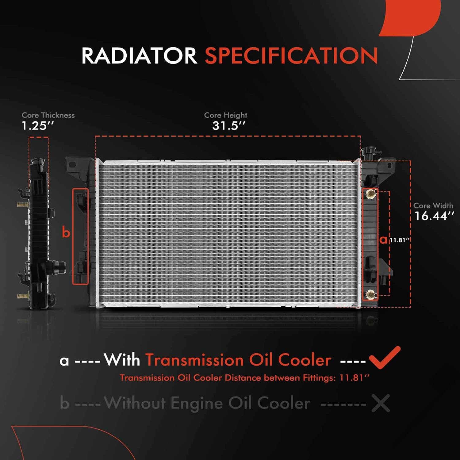 A-Premium Engine Coolant Radiator Assembly with Transmission Oil Cooler Compatible with Ford F-150 F150 2009-2010, Expedition & Lincoln Navigator 2009-2014, 4.6L 5.4L, Automatic Transmission