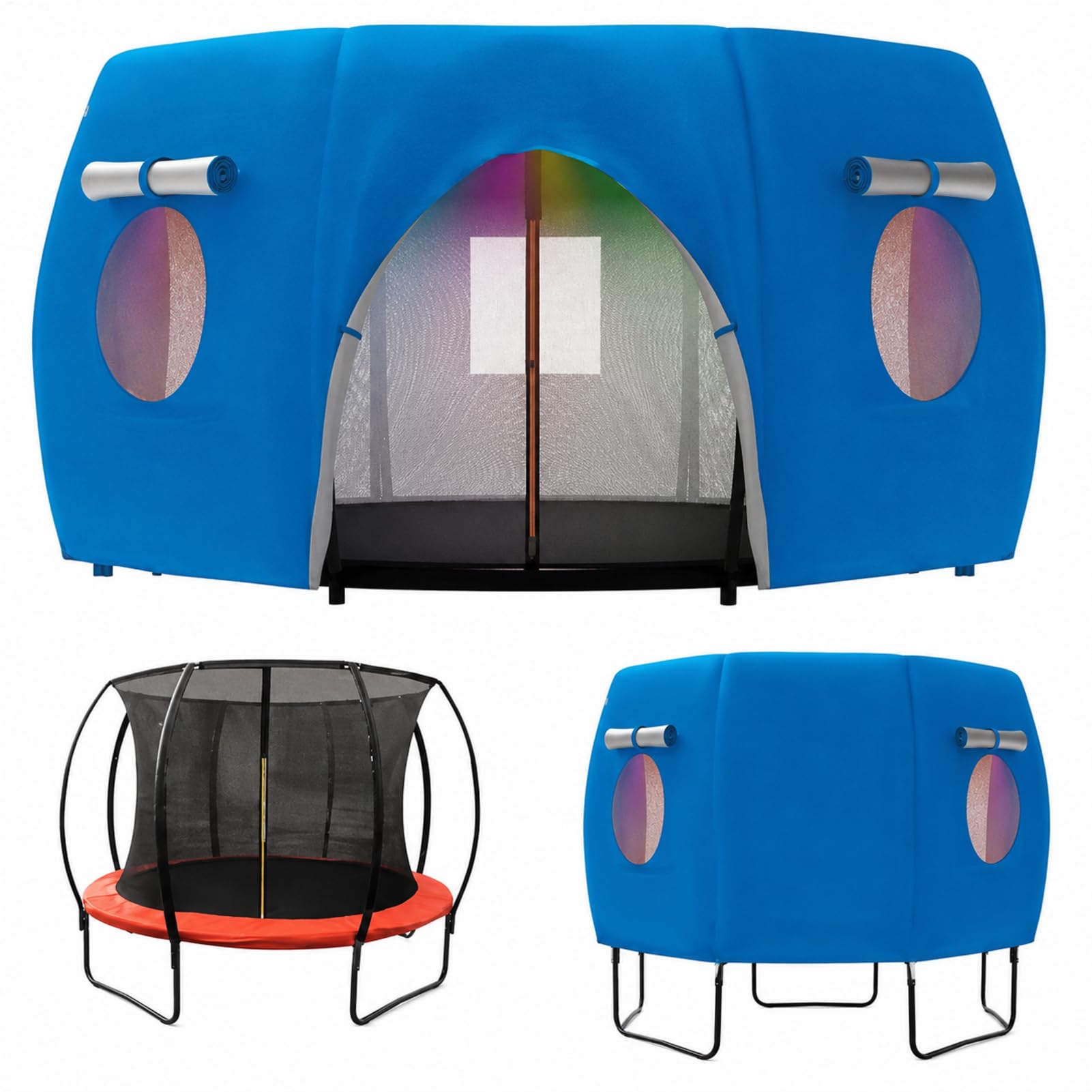 Trampoline Tent - Waterproof UV Protection For 6-14ft Round Trampolines | Foldable Sun Shade Cover With Mesh Window | Outdoor Parties, Picnics, Backyard Camping